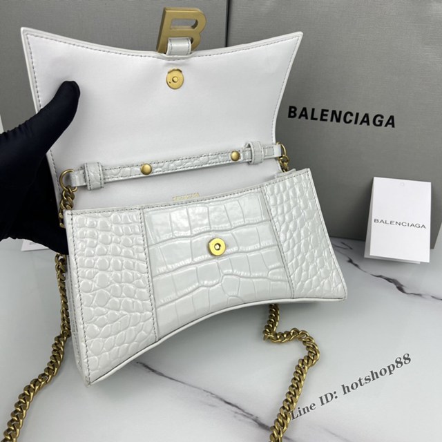 Balenciaga專櫃爆款鱷魚紋牛皮女包鏈條包 巴黎世家經典沙漏鏈條斜挎包 fyj1044